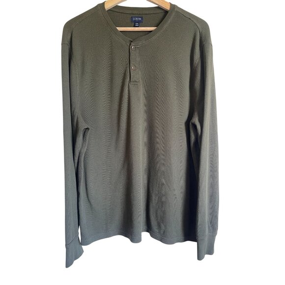 J. Crew Factory CD822 Dark Green Henley Long Sleeve Size XXL - Picture 1 of 7